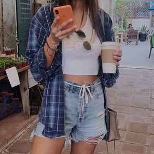 Abercrombie High Rise 4” Denim Shorts